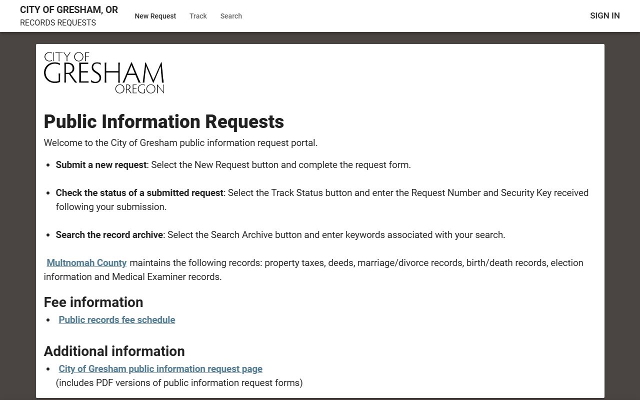Gresham Records Portal