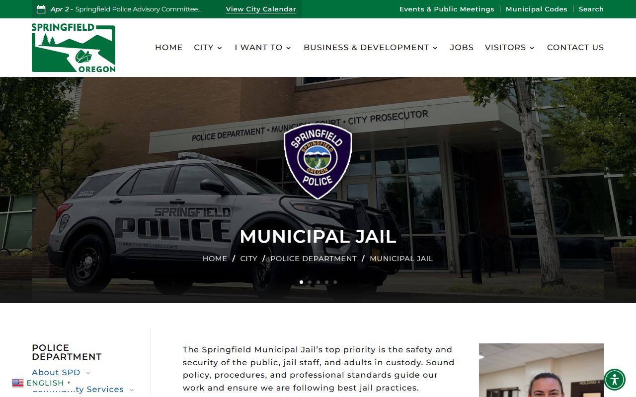 Springfield Municipal Jail facility for inmate population tracking
