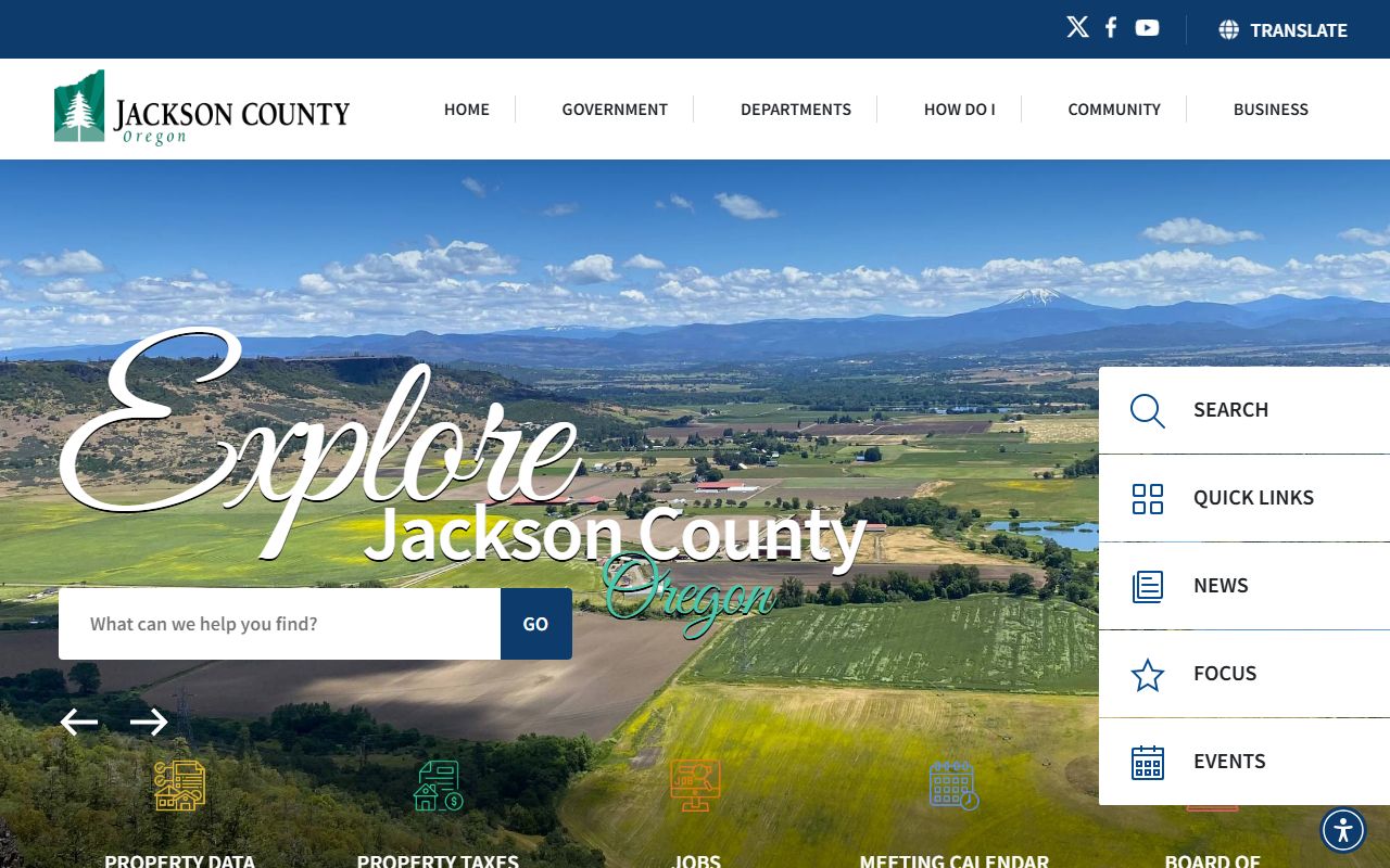 Jackson County government website for inmate population records and jail information