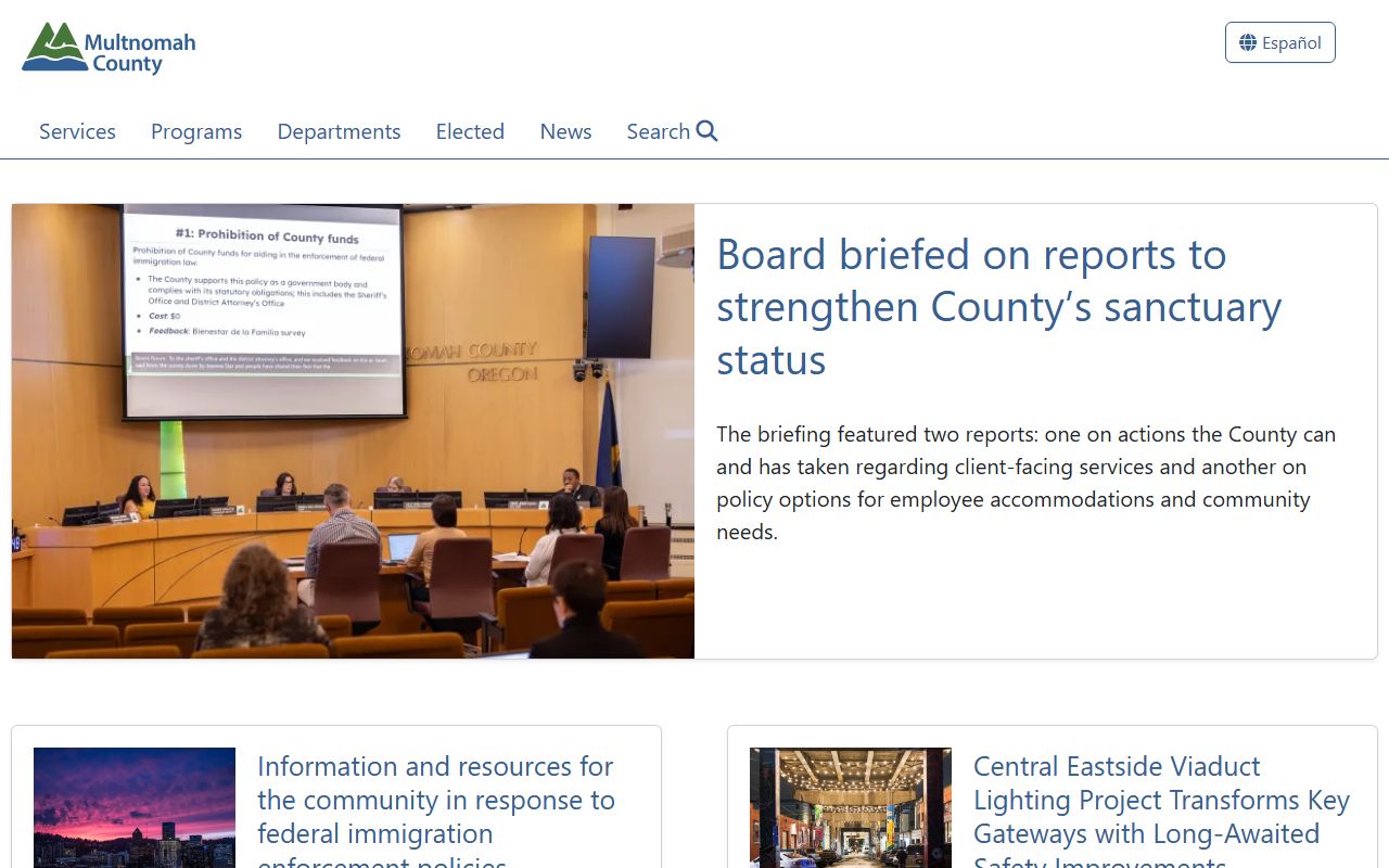 Multnomah County official website for inmate population records