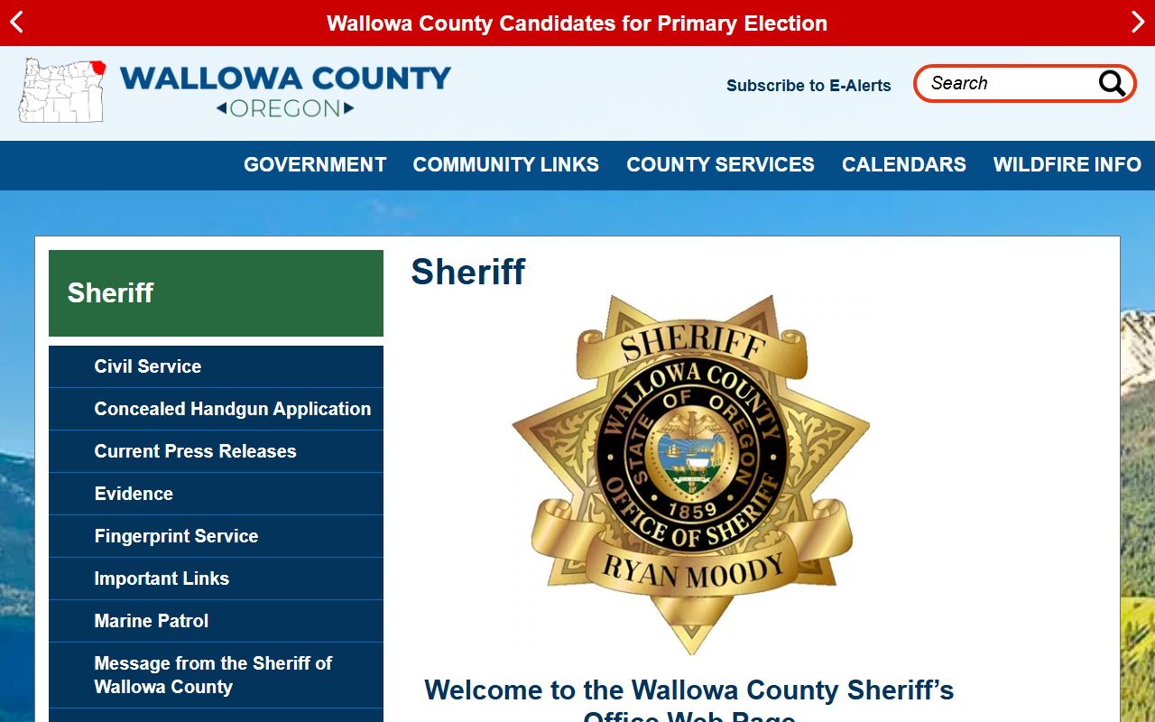 Wallowa County Sheriff official website for inmate population records