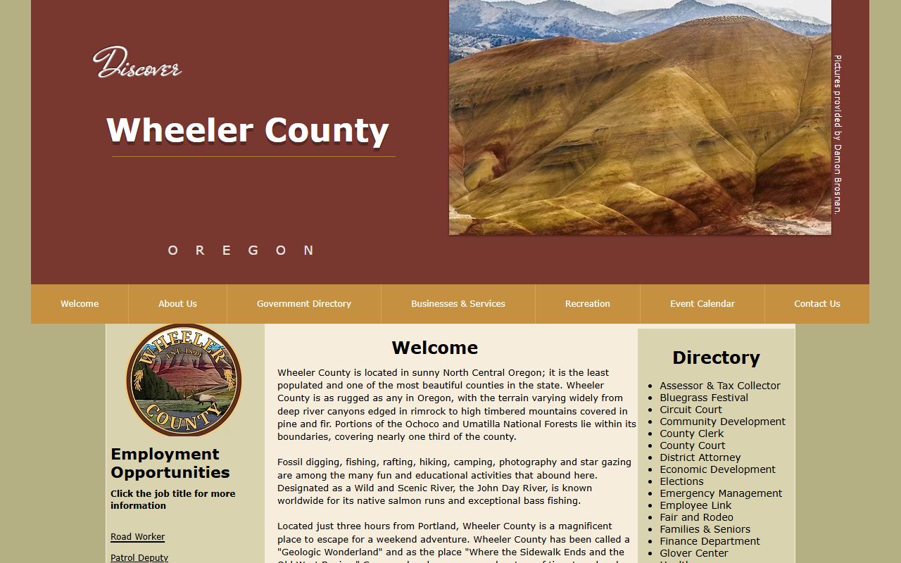 Wheeler County official website for inmate population records